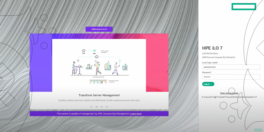 HEP iLO7 WEB UI