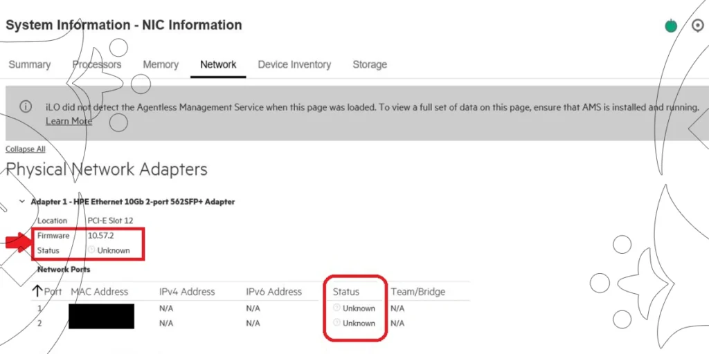 HPE NIC errors
