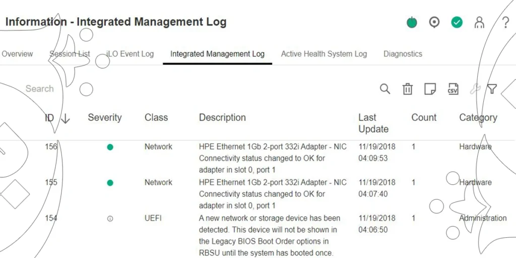 HPE Nework card Logs