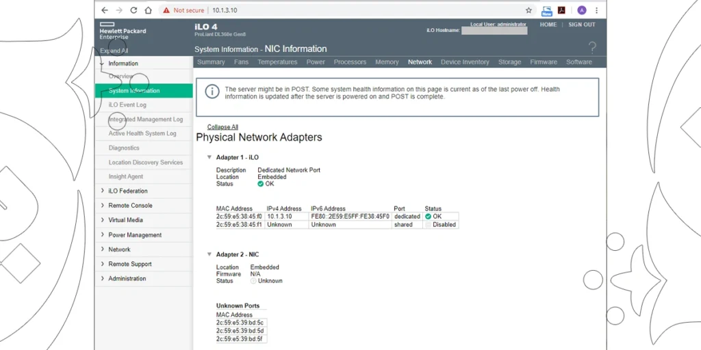 HPE iLO NIC Information