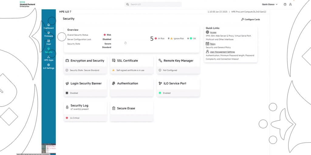 HPE iLO7 Security Tab