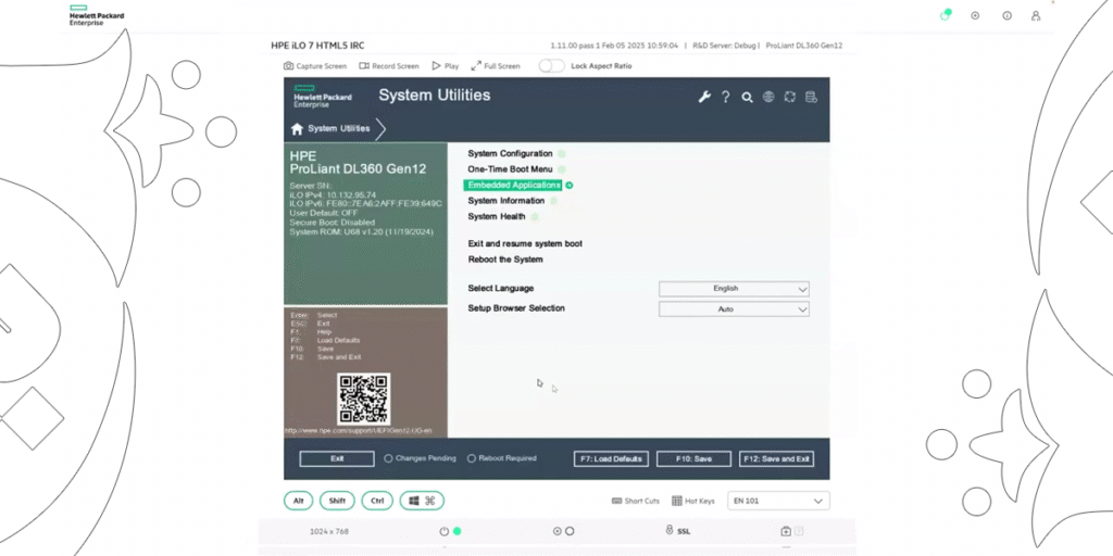 نمایی از HPE iLO7 remote desktop
