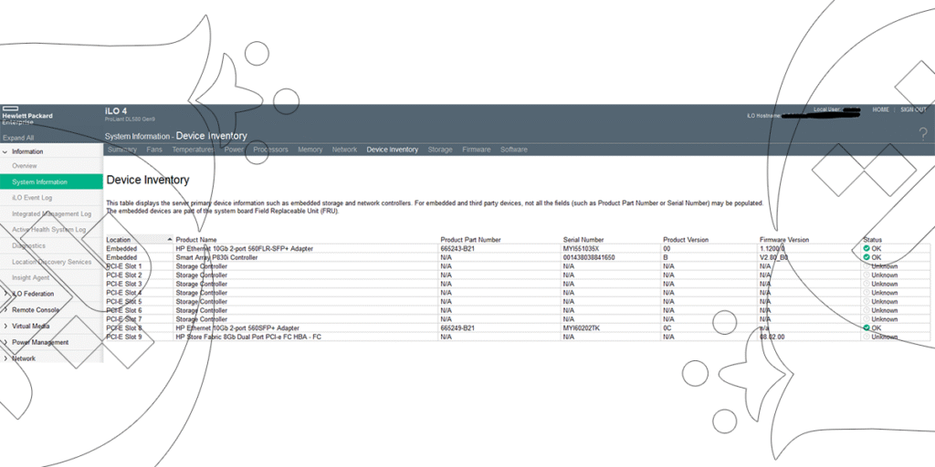 HPE Ilo , PCIe Information