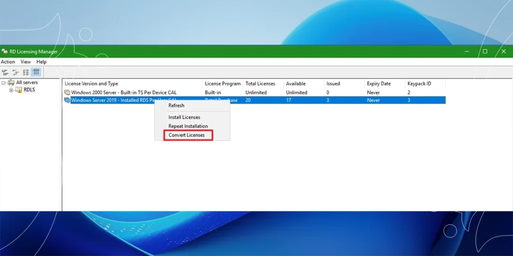 win server Remote Desktop Licensing Manager